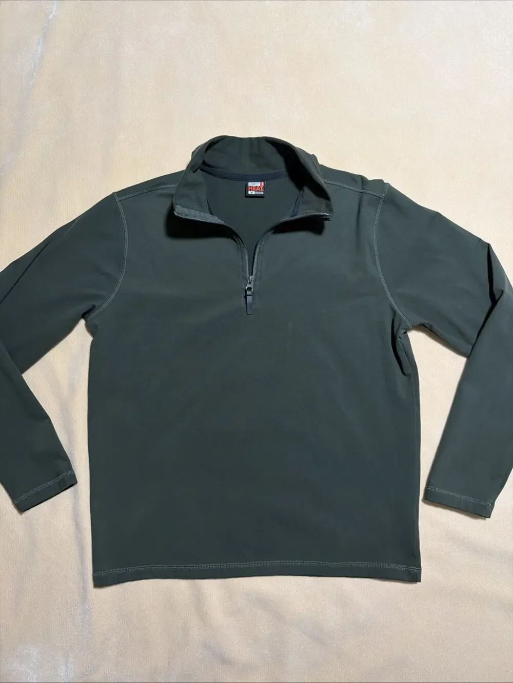 32 Degrees Men’s Heat Tech 1/4 Zip Pullover, Army Green Size Medium